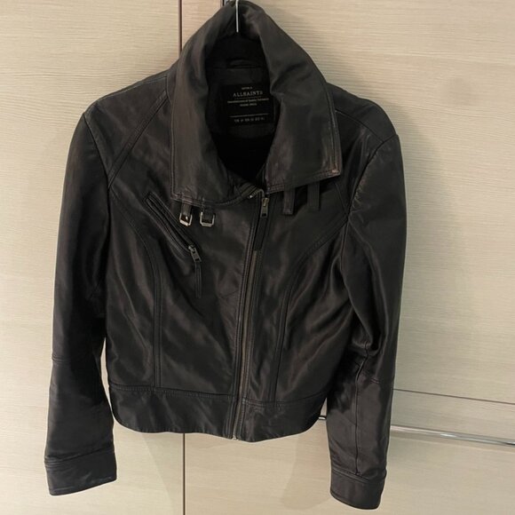 ALL SAINTS Leather Jacket Women's Size 10 - Picture 1 of 2